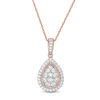 Thumbnail Image 1 of 0.45 CT. T.W. Multi-Diamond Teardrop-Shaped Frame Pendant in 10K Rose Gold