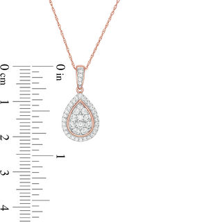 0.45 CT. T.W. Multi-Diamond Teardrop-Shaped Frame Pendant in 10K Rose Gold