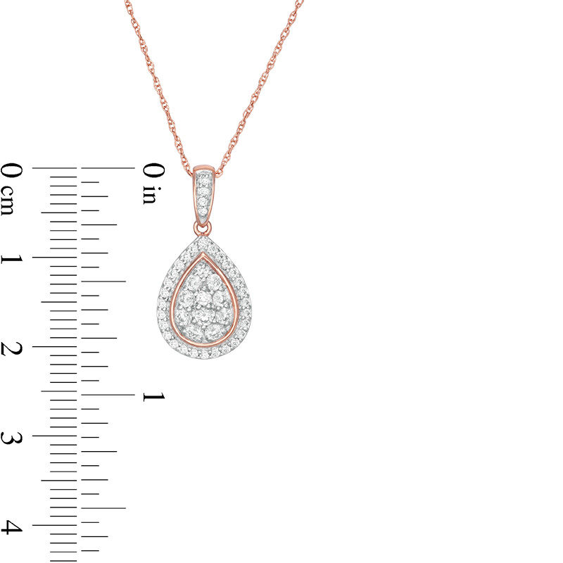 Main Image 3 of 0.45 CT. T.W. Multi-Diamond Teardrop-Shaped Frame Pendant in 10K Rose Gold