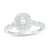 Thumbnail Image 1 of 0.40 CT. T.W. Emerald-Cut Diamond Double Frame Art Deco Vintage-Style Engagement Ring in 10K White Gold