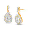 Thumbnail Image 1 of 0.69 CT. T.W. Multi-Diamond Teardrop-Shaped Frame Drop Earrings in 10K Gold