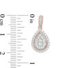 Thumbnail Image 2 of 0.69 CT. T.W. Multi-Diamond Teardrop-Shaped Frame Drop Earrings in 10K Rose Gold