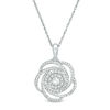 Thumbnail Image 1 of 0.45 CT. T.W. Diamond Flower Orbit Pendant in Sterling Silver