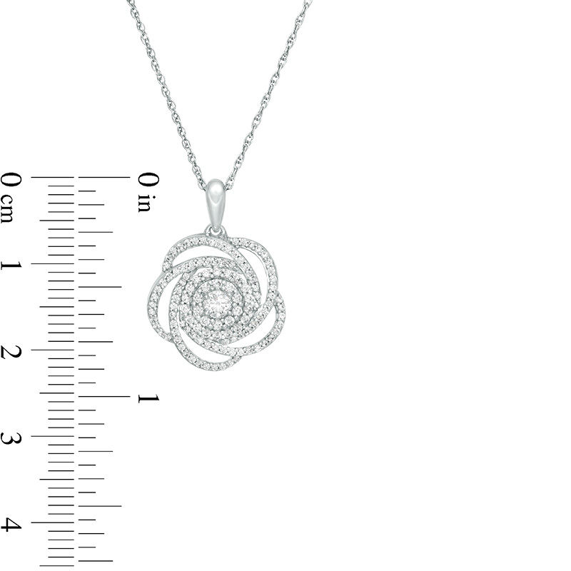 Main Image 3 of 0.45 CT. T.W. Diamond Flower Orbit Pendant in Sterling Silver