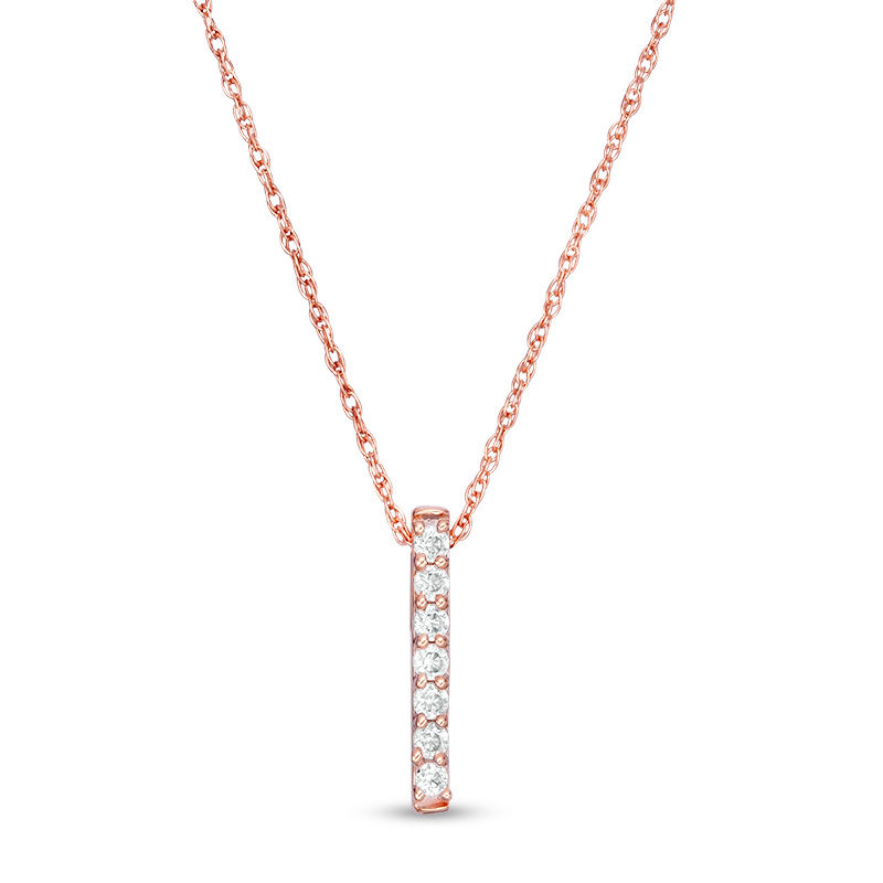 0.065 CT. T.W. Diamond Vertical Bar Pendant in 10K Rose Gold|Peoples Jewellers