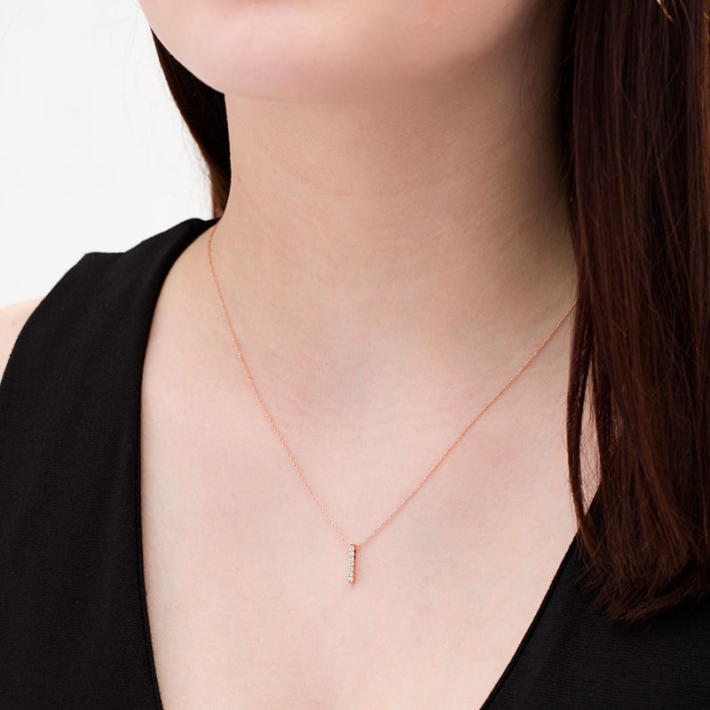 Vertical gold bar clearance necklace with diamond