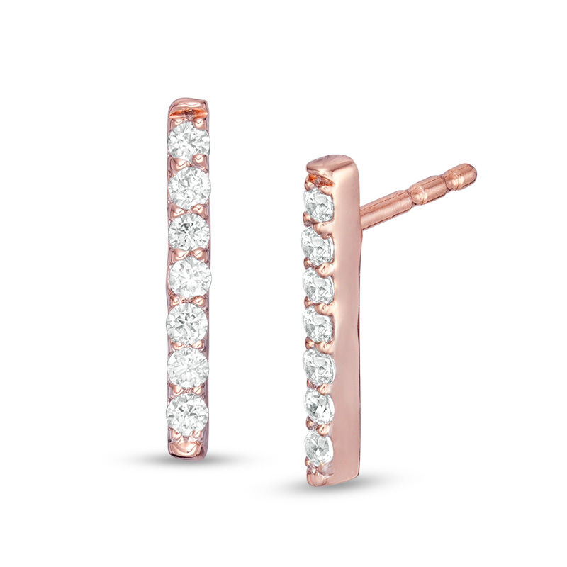 0.085 CT. T.W. Diamond Vertical Bar Drop Earrings in 10K Rose Gold