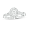 Thumbnail Image 1 of 0.40 CT. T.W. Oval Diamond Double Frame Art Deco Vintage-Style Engagement Ring in 10K White Gold