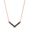 Thumbnail Image 0 of 0.085 CT. T.W. Black Diamond Chevron Necklace in 10K Rose Gold - 17.5"