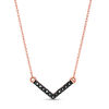 Thumbnail Image 1 of 0.085 CT. T.W. Black Diamond Chevron Necklace in 10K Rose Gold - 17.5"