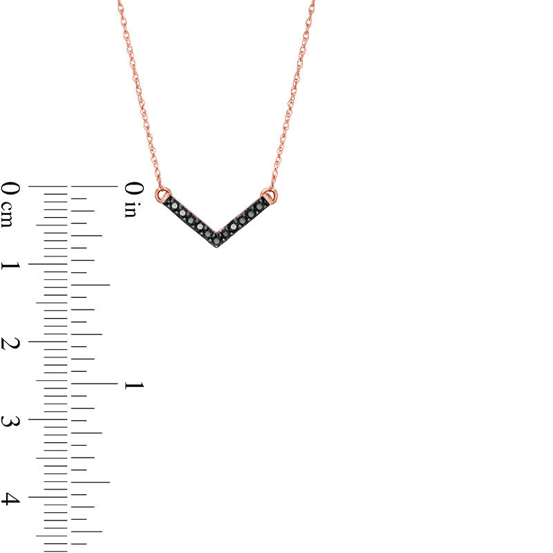 0.085 CT. T.W. Black Diamond Chevron Necklace in 10K Rose Gold - 17.5"