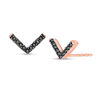 Thumbnail Image 1 of 0.086 CT. T.W. Black Diamond Chevron Stud Earrings in 10K Rose Gold