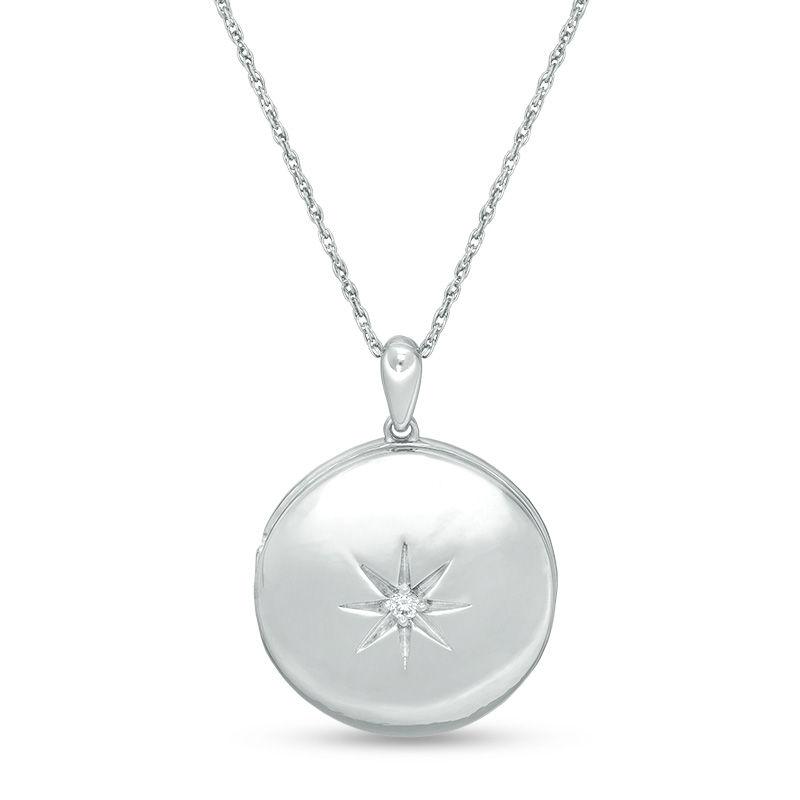 Diamond Accent Sunburst Locket in Sterling Silver|Peoples Jewellers