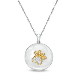 0.04 CT. T.W Composite Diamond Round Paw Print Locket in Sterling Silver and 10K Gold