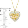 Thumbnail Image 4 of 0.086 CT. T.W. Diamond Heart Outline Flower Locket in Sterling Silver with 14K Gold Plate