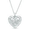Thumbnail Image 0 of 0.065 CT. T.W. Diamond Ornate Heart Locket in Sterling Silver