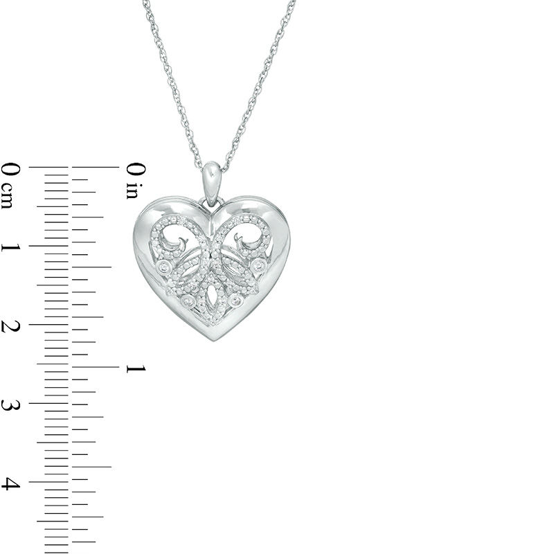 0.065 CT. T.W. Diamond Ornate Heart Locket in Sterling Silver