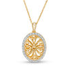 Thumbnail Image 0 of 0.066 CT. T.W. Diamond Oval Frame Ornate Locket in Sterling Silver and 14K Gold Plate