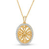 Thumbnail Image 1 of 0.066 CT. T.W. Diamond Oval Frame Ornate Locket in Sterling Silver and 14K Gold Plate