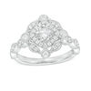 Thumbnail Image 0 of 0.50 CT. T.W. Princess-Cut and Round Diamond Vintage-Style Engagement Ring in 10K White Gold