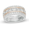 Thumbnail Image 0 of 2.00 CT. T.W. Diamond Multi-Row Band in 10K White Gold and 14K Rose Gold Plate