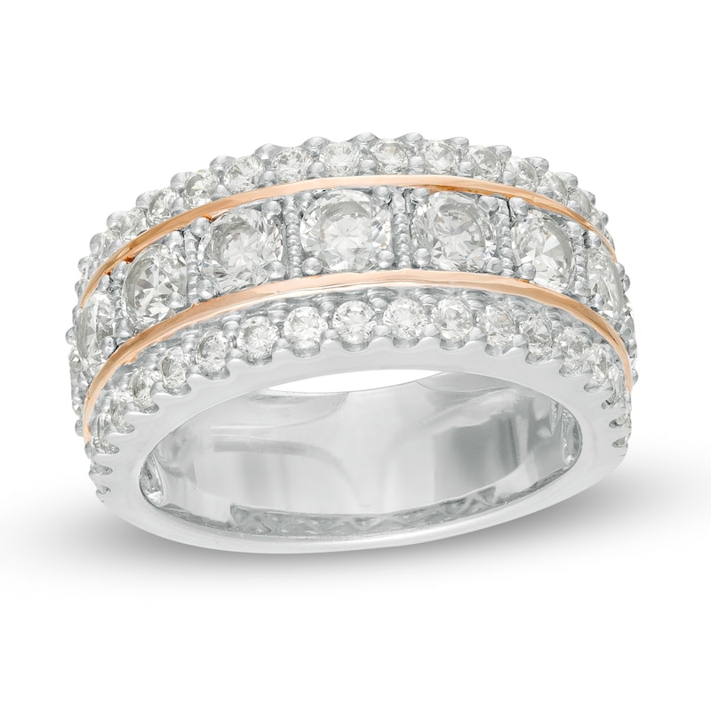 2.00 CT. T.W. Diamond Multi-Row Band in 10K White Gold and 14K Rose Gold Plate