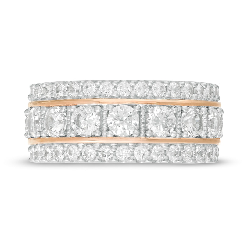 2.00 CT. T.W. Diamond Multi-Row Band in 10K White Gold and 14K Rose Gold Plate