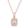 Thumbnail Image 1 of Oval Morganite and 0.15 CT. T.W. Diamond Double Cushion Frame Drop Pendant in 10K Rose Gold