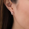 Thumbnail Image 1 of Oval Morganite and 0.23 CT. T.W. Diamond Double Cushion Frame Stud Earrings in 10K Rose Gold