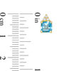 Thumbnail Image 3 of 5.0mm Asscher-Cut Swiss Blue Topaz and 0.05 CT. T.W. Diamond Tri-Top Stud Earrings in 10K Gold