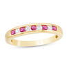 Thumbnail Image 0 of Ruby and 0.115 CT. T.W. Diamond Channel-Set Alternating Stackable Band in 10K Gold