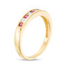 Thumbnail Image 2 of Ruby and 0.115 CT. T.W. Diamond Channel-Set Alternating Stackable Band in 10K Gold