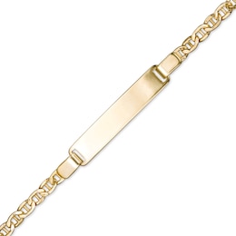 Child's Rectangular ID and Hollow Mariner Chain Bracelet in 10K Gold - 5.5&quot;