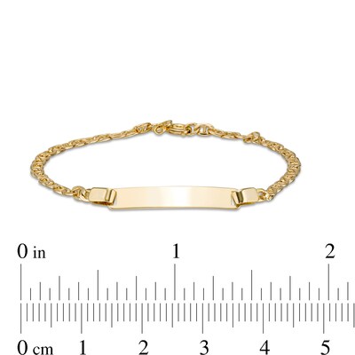 Child's Rectangular ID and Mariner Chain Bracelet in Hollow 10K Gold - 5.5"
