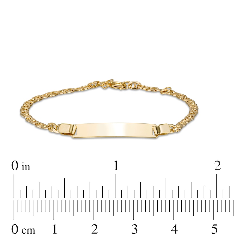 Child's Rectangular ID and Mariner Chain Bracelet in Hollow 10K Gold - 5.5"