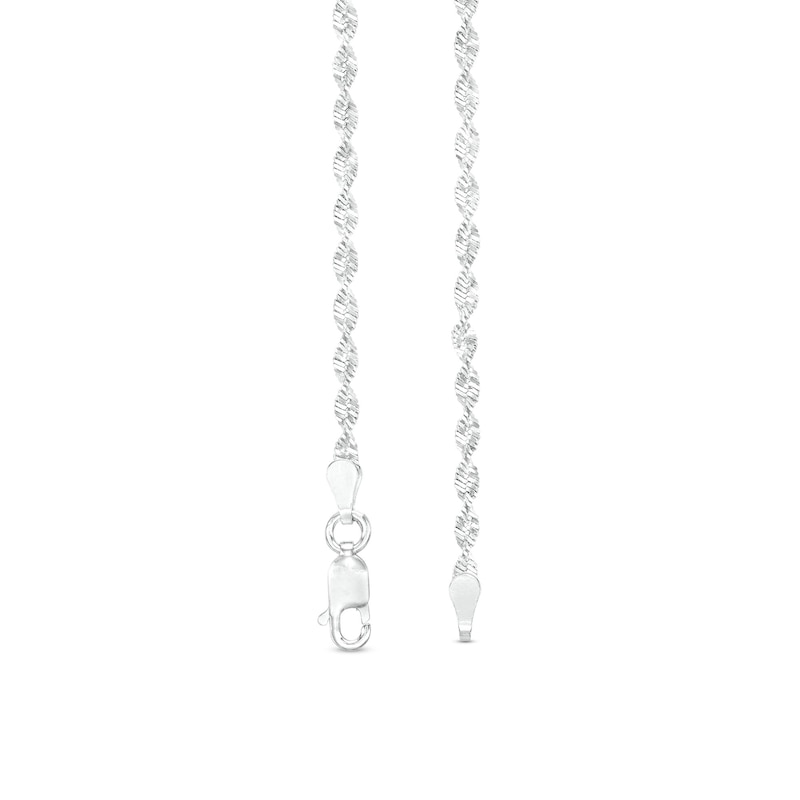 2.5mm Twisted Herringbone Chain Necklace in Solid Sterling Silver  - 20"