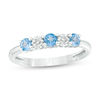 Thumbnail Image 0 of 3.0mm Blue Topaz and 0.04 CT. T.W. Composite Diamond Five Stone Alternating Stackable Band in 10K White Gold