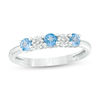 Thumbnail Image 1 of 3.0mm Blue Topaz and 0.04 CT. T.W. Composite Diamond Five Stone Alternating Stackable Band in 10K White Gold