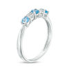 Thumbnail Image 2 of 3.0mm Blue Topaz and 0.04 CT. T.W. Composite Diamond Five Stone Alternating Stackable Band in 10K White Gold