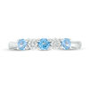 Thumbnail Image 3 of 3.0mm Blue Topaz and 0.04 CT. T.W. Composite Diamond Five Stone Alternating Stackable Band in 10K White Gold