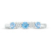 Thumbnail Image 4 of 3.0mm Blue Topaz and 0.04 CT. T.W. Composite Diamond Five Stone Alternating Stackable Band in 10K White Gold