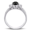Thumbnail Image 3 of 0.87 CT. T.W. Enhanced Black and White Diamond and Lab Created White Sapphire Three Stone Bridal Set in 10K White Gold