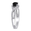 Thumbnail Image 2 of 0.99 CT. T.W. Enhanced Black and White Diamond Three Stone Twist Engagement Ring in 14K White Gold