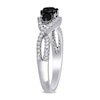 Thumbnail Image 3 of 0.99 CT. T.W. Enhanced Black and White Diamond Three Stone Twist Engagement Ring in 14K White Gold