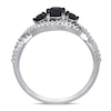 Thumbnail Image 3 of 0.99 CT. T.W. Enhanced Black and White Diamond Three Stone Twist Engagement Ring in 14K White Gold