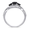 Thumbnail Image 4 of 0.99 CT. T.W. Enhanced Black and White Diamond Three Stone Twist Engagement Ring in 14K White Gold