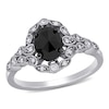 Thumbnail Image 0 of 1.04 CT. T.W. Oval Enhanced Black and White Diamond Frame Vintage-Style Engagement Ring in 14K White Gold