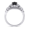 Thumbnail Image 3 of 1.04 CT. T.W. Oval Enhanced Black and White Diamond Frame Vintage-Style Engagement Ring in 14K White Gold