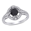 Thumbnail Image 1 of 1.21 CT. T.W. Enhanced Black and White Diamond Frame Vintage-Style Engagement Ring in 14K White Gold