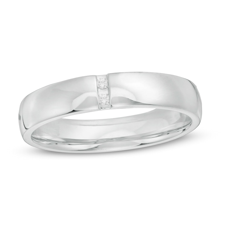 Main Image 1 of 0.04 CT. T.W. Diamond Vertical Two Stone Wedding Band in Platinum